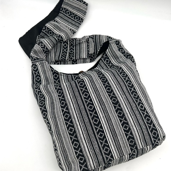 Mushroom and Celestial Print Large Hippie Crossbody Sling Bag - Picture 7 of 12